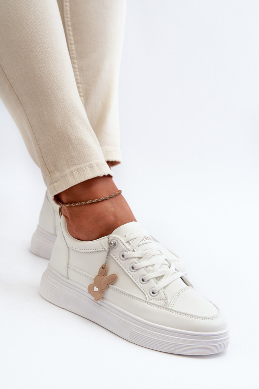 obuv na voľný čas športová obuv s platformou s ornamentami biela farba Vinceza 13613