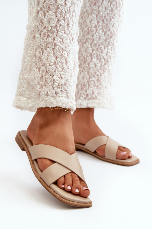 Dámske papuče na širokých podpätkoch z eko kože S.Barski KV27-002 béžová Dámske papuče na širokých podpätkoch z eko kože S.Barski KV27-002 béžová