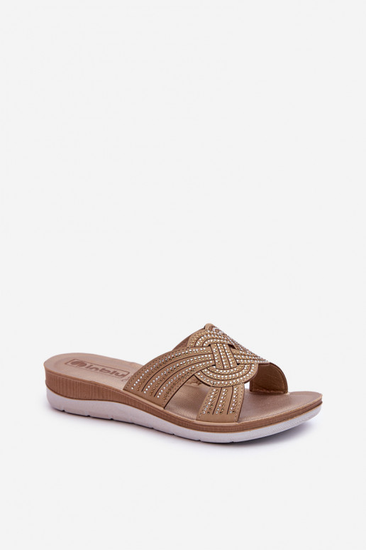 Pohodlné dámske papuče s trblietavými očami Inblu BV000037 béžová Pohodlné dámske papuče s trblietavými očami Inblu BV000037 béžová