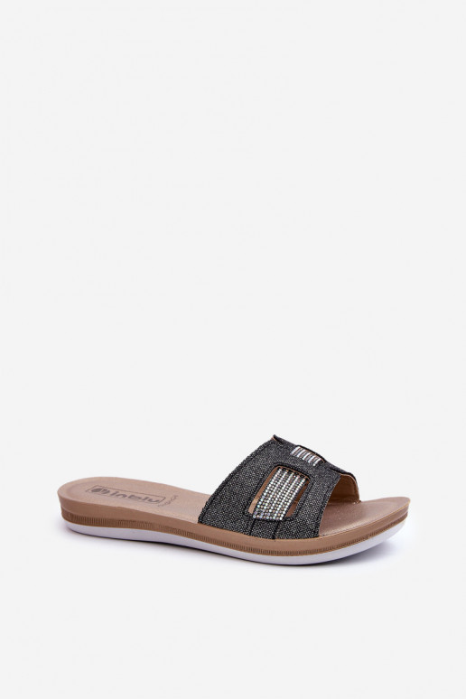 Pohodlné lesklé papuče Inblu BA000050 čierne Pohodlné lesklé papuče Inblu BA000050 čierne