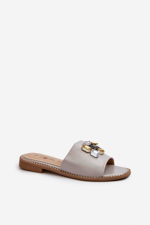 Dámske papuče s krásnymi detailmi S.Barski KV27-031 béžová