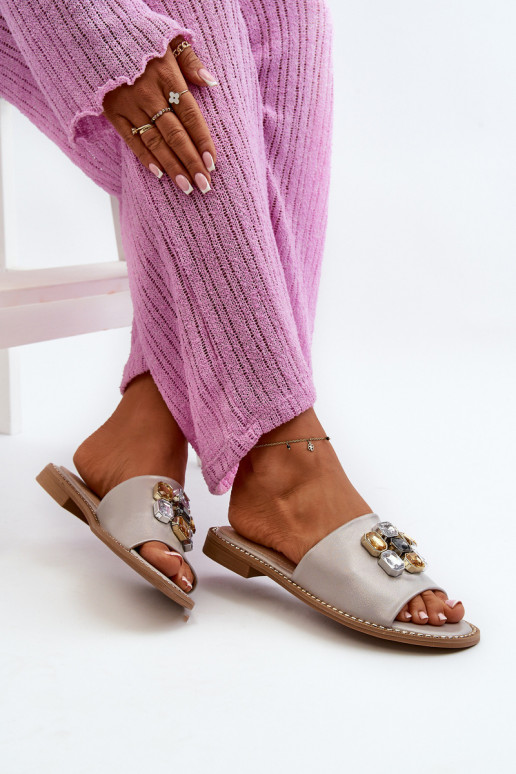 Dámske papuče s krásnymi detailmi S.Barski KV27-031 béžová