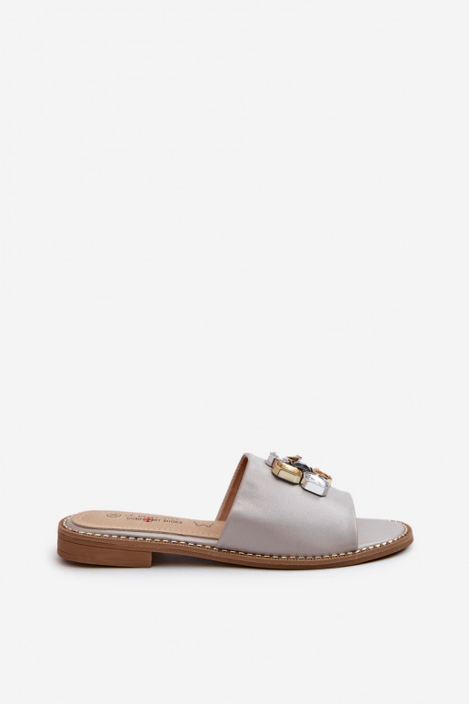 Dámske papuče s krásnymi detailmi S.Barski KV27-031 béžová