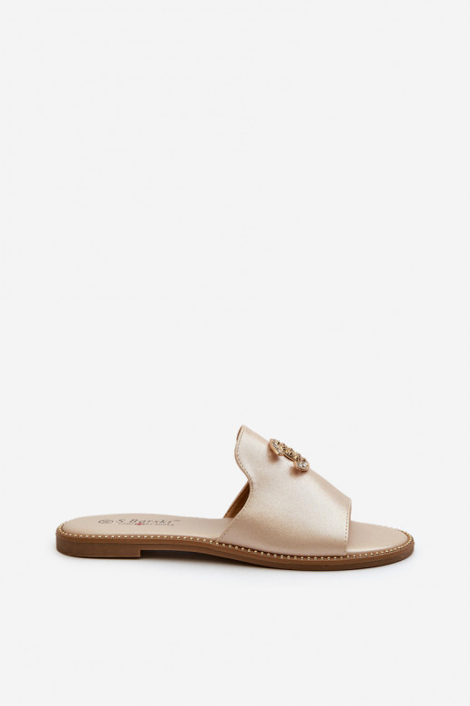 Elegantný štýl Dámske papuče s trblietkami s ornamentami S.Barski KV27-050 zlatej farby