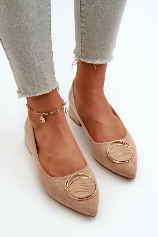 Topánky na nízkom podpätku Z z eko-semišu S.Barski KV27-037 béžovej farby Topánky na nízkom podpätku Z z eko-semišu S.Barski KV27-037 béžovej farby