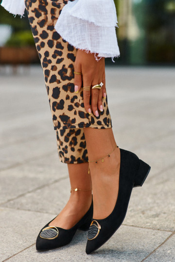 Topánky na nízkom podpätku Z vyrobené z eko-semišu S.Barski KV27-037 čiernej farby