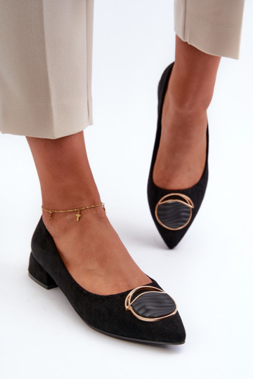 Topánky na nízkom podpätku Z vyrobené z eko-semišu S.Barski KV27-037 čiernej farby 2