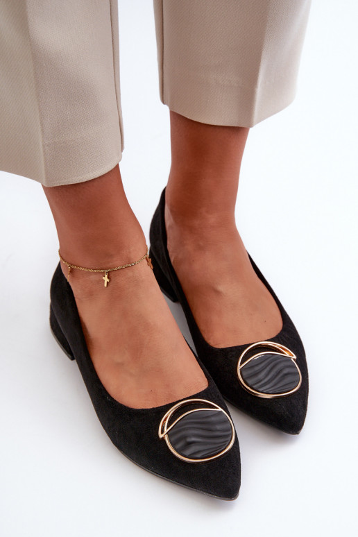 Topánky na nízkom podpätku Z vyrobené z eko-semišu S.Barski KV27-037 čiernej farby Topánky na nízkom podpätku Z vyrobené z eko-semišu S.Barski KV27-037 čiernej farby