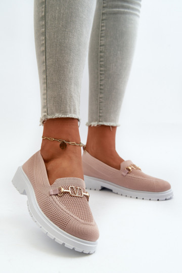Dámske mokasíny na širokých podpätkoch Ze zlatá farba Detalem pink Limentia