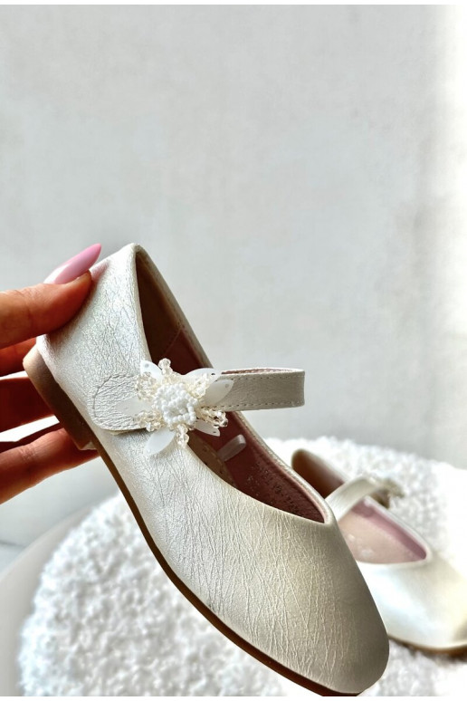 s trblietavými balerínkami Detské so zapínaním béžová Jeylin