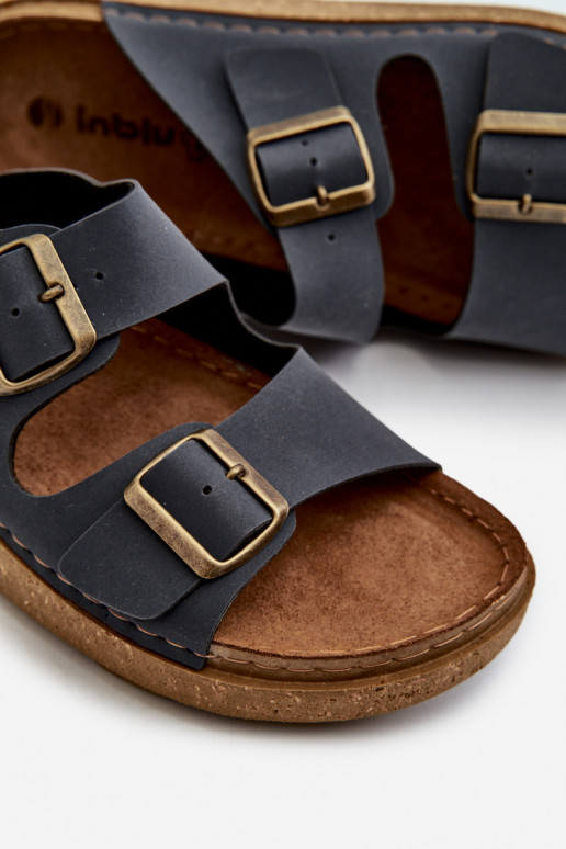 Easy Pohodlné papuče Pánske s prackami Inblu MT000016 tmavomodrej farby