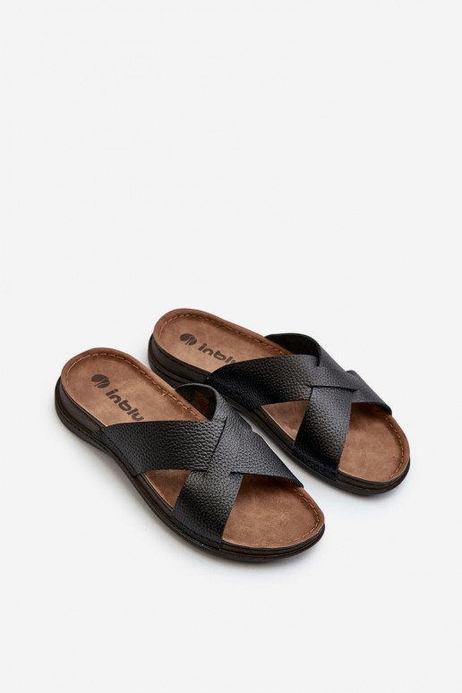 Pohodlné ľahké papuče z ekokože Inblu GV00001I čierna Pohodlné ľahké papuče z ekokože Inblu GV00001I čierna