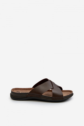 Pohodlné ľahké papuče z eko kože Inblu GV00001I hnedá 2