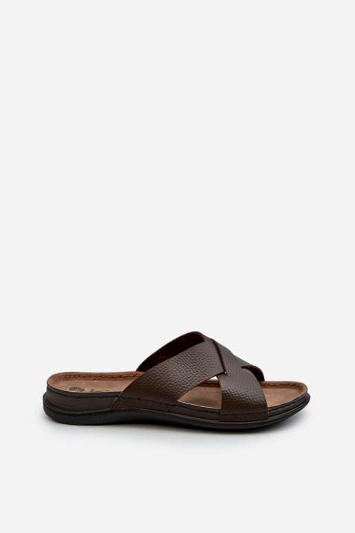 Pohodlné ľahké papuče z eko kože Inblu GV00001I hnedá Pohodlné ľahké papuče z eko kože Inblu GV00001I hnedá