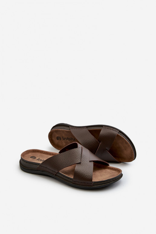 Pohodlné ľahké papuče z eko kože Inblu GV00001I hnedá Pohodlné ľahké papuče z eko kože Inblu GV00001I hnedá