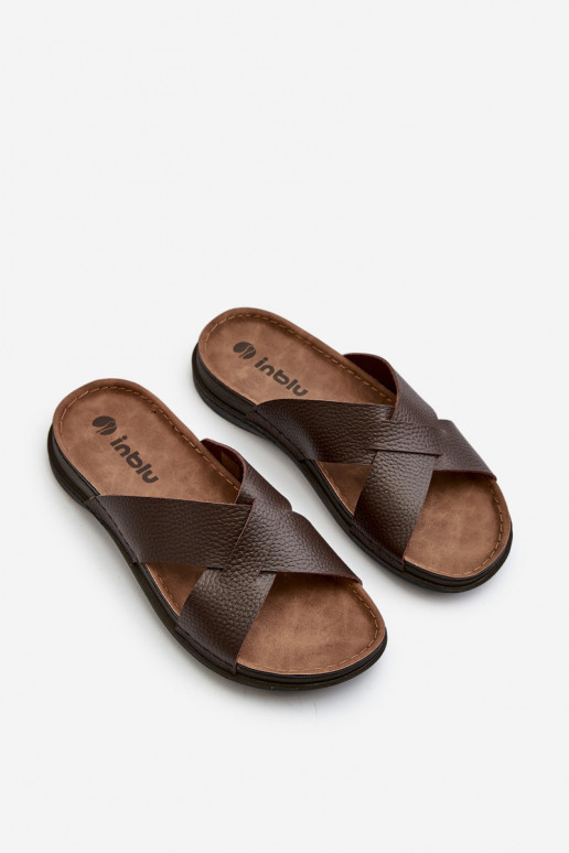 Pohodlné ľahké papuče z eko kože Inblu GV00001I hnedá Pohodlné ľahké papuče z eko kože Inblu GV00001I hnedá