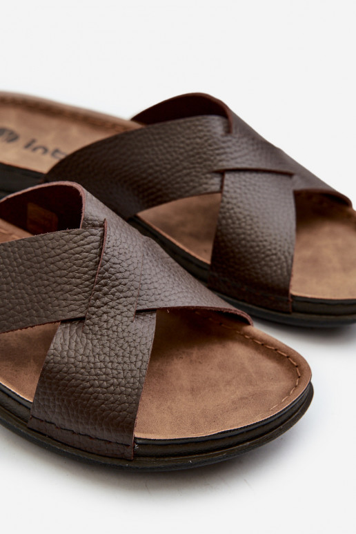 Pohodlné ľahké papuče z eko kože Inblu GV00001I hnedá Pohodlné ľahké papuče z eko kože Inblu GV00001I hnedá