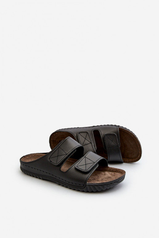 Pohodlné šľapky Pánske s pruhmi so suchým zipsom Inblu FM00001U Black Pohodlné šľapky Pánske s pruhmi so suchým zipsom Inblu FM00001U Black