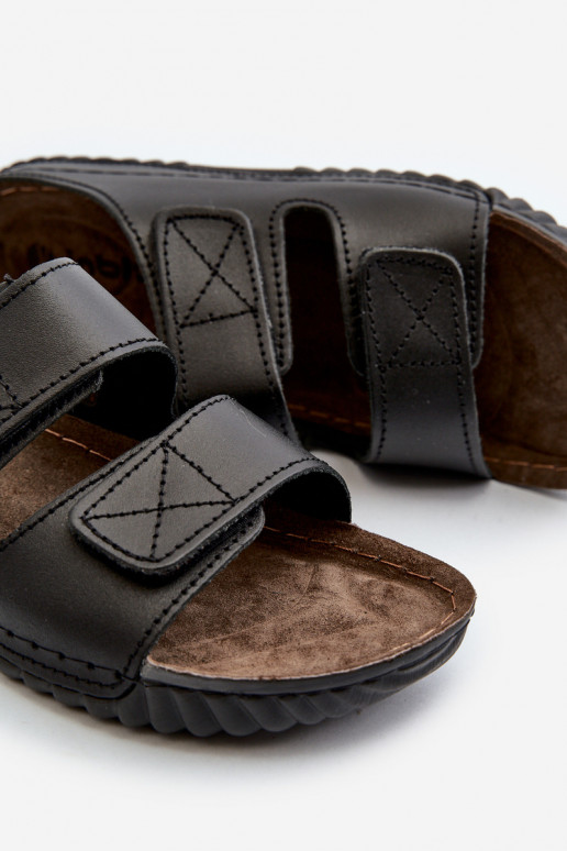 Pohodlné šľapky Pánske s pruhmi so suchým zipsom Inblu FM00001U Black Pohodlné šľapky Pánske s pruhmi so suchým zipsom Inblu FM00001U Black