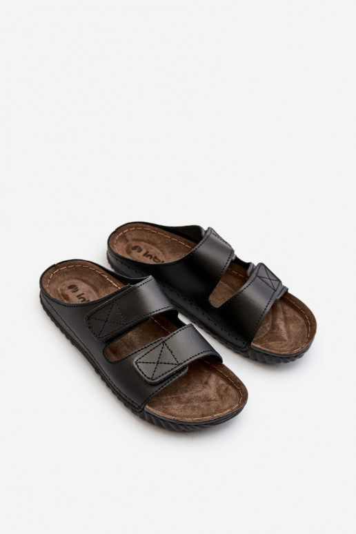 Pohodlné šľapky Pánske s pruhmi so suchým zipsom Inblu FM00001U Black Pohodlné šľapky Pánske s pruhmi so suchým zipsom Inblu FM00001U Black