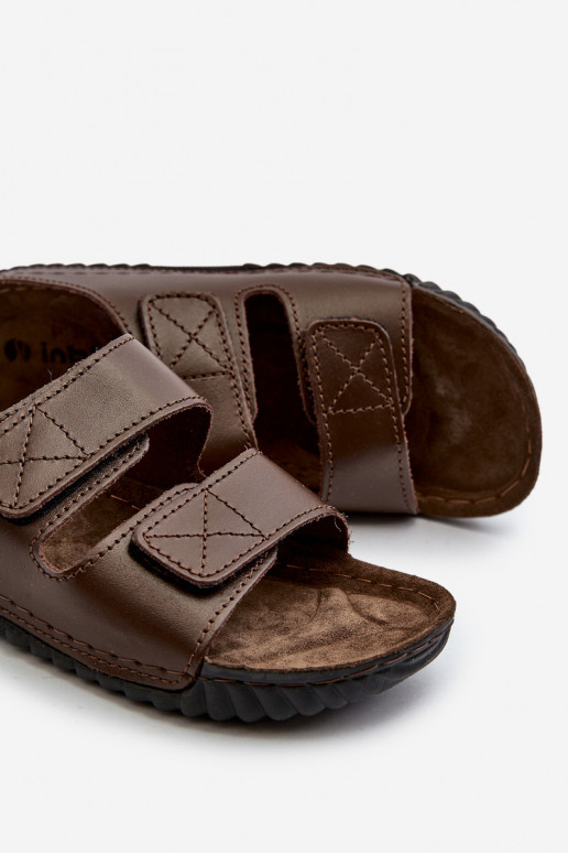 Pohodlné šľapky Pánske s pruhmi so suchým zipsom Inblu FM00001U Tmavohnedá Pohodlné šľapky Pánske s pruhmi so suchým zipsom Inblu FM00001U Tmavohnedá