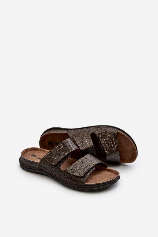 Pohodlné šľapky Pánske s pruhmi so suchým zipsom Inblu GV00002I Tmavohnedé Pohodlné šľapky Pánske s pruhmi so suchým zipsom Inblu GV00002I Tmavohnedé