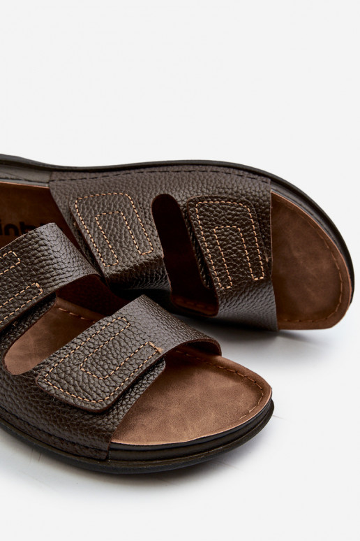 Pohodlné šľapky Pánske s pruhmi so suchým zipsom Inblu GV00002I Tmavohnedé Pohodlné šľapky Pánske s pruhmi so suchým zipsom Inblu GV00002I Tmavohnedé