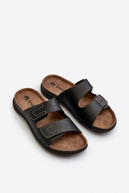 Pohodlné papuče Pánske s pruhmi so suchým zipsom Inblu GV00002I Black Pohodlné papuče Pánske s pruhmi so suchým zipsom Inblu GV00002I Black