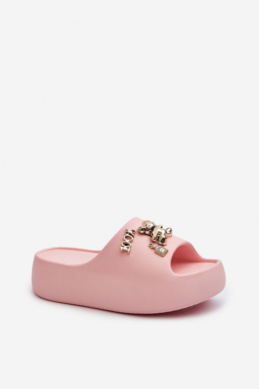 Dámske papuče Lengwa Ľahké papuče s krásnymi detailmi v ružovej farbe Orchia