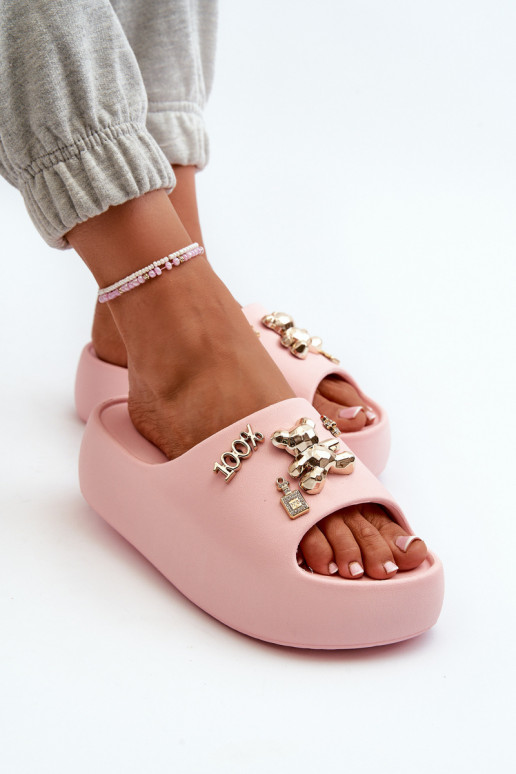 Dámske papuče Lengwa Ľahké papuče s krásnymi detailmi v ružovej farbe Orchia