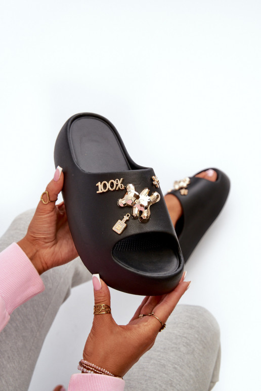 Dámske papuče Lengwa Ľahké papuče s krásnymi detailmi v čiernej farbe Orchia