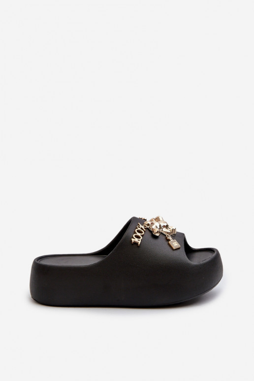 Dámske papuče Lengwa Ľahké papuče s krásnymi detailmi v čiernej farbe Orchia