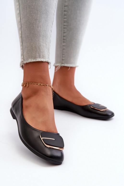 Dámske balerínky Eko koža s ornamentami čiernej farby Edoslli