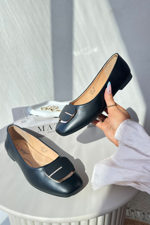 Dámske balerínky Eko koža s ornamentami čiernej farby Edoslli