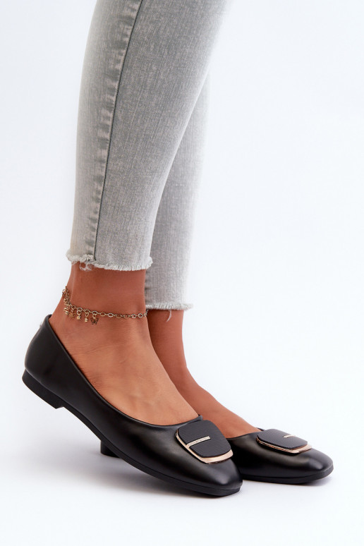 Dámske balerínky Eko koža s ornamentami čiernej farby Edoslli