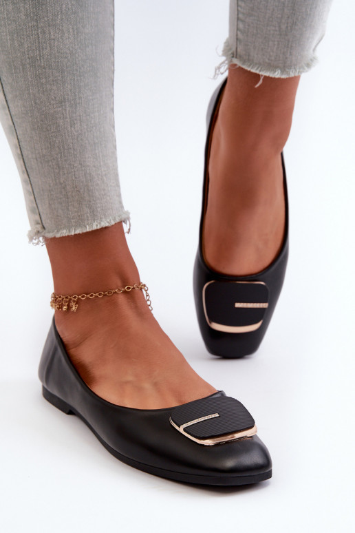 Dámske balerínky Eko koža s ornamentami čiernej farby Edoslli