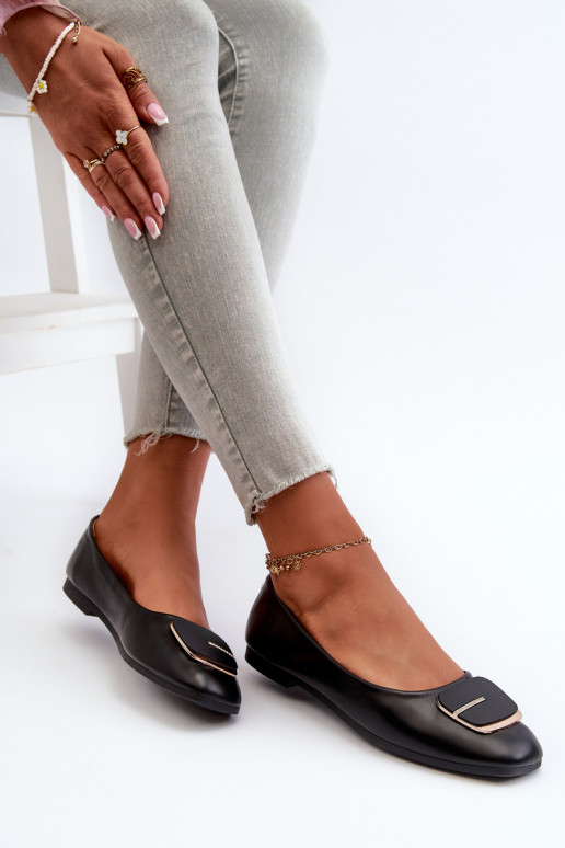 Dámske balerínky Eko koža s ornamentami čiernej farby Edoslli