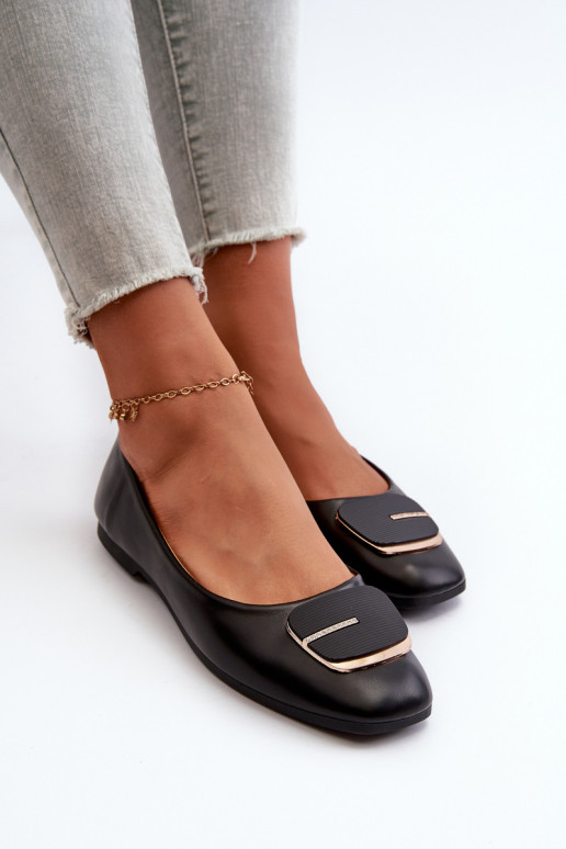 Dámske balerínky Eko koža s ornamentami čiernej farby Edoslli