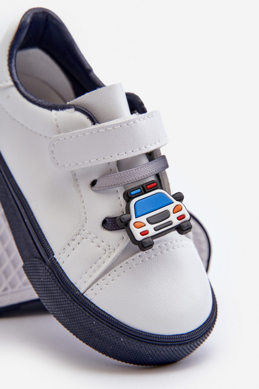Detské tenisky voľnočasová obuv Z Przypinku Bielo-tmavo modrá farba Pennyn Detské tenisky voľnočasová obuv Z Przypinku Bielo-tmavo modrá farba Pennyn