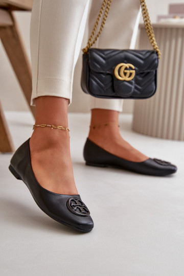 Balerínky Dámske s ozdobami Eko Kožené čierna Rhodike