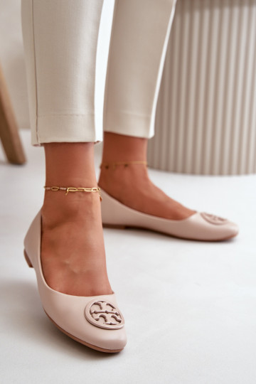 Balerínky Dámske s ozdobami Eko Kožené béžová Rhodike