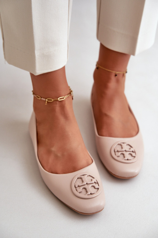 Balerínky Dámske s ozdobami Eko Kožené béžová Rhodike