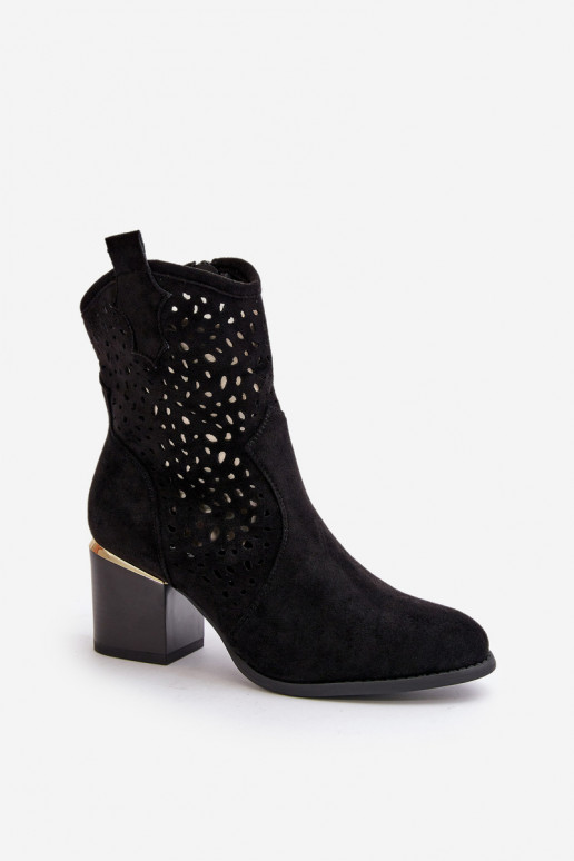 Prelamované čižmy s podpätkami Z z eko semišuu Upevnené Zapnuté Hrad čierna Sevana Prelamované čižmy s podpätkami Z z eko semišuu Upevnené Zapnuté Hrad čierna Sevana