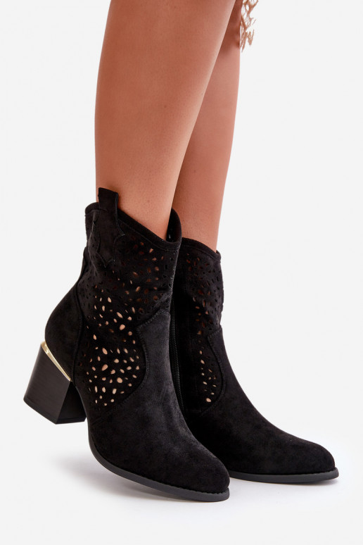 Prelamované čižmy s podpätkami Z z eko semišuu Upevnené Zapnuté Hrad čierna Sevana Prelamované čižmy s podpätkami Z z eko semišuu Upevnené Zapnuté Hrad čierna Sevana