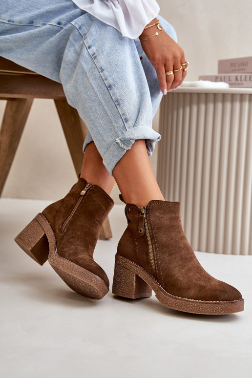 zahriať sa Dámske čižmy Z z eko semišuu tmavohnedá Velarilla