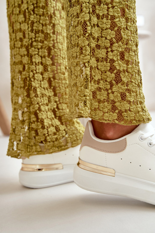 Nízka Bežná obuv s platformou z eko kože biely-béžová Nevelena Nízka Bežná obuv s platformou z eko kože biely-béžová Nevelena