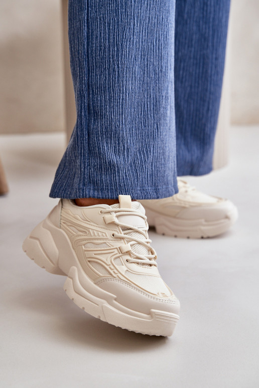 tenisky Tenisky model obuvi Dámske s trendovou masívnou podrážkou slonovina Lerista tenisky Tenisky model obuvi Dámske s trendovou masívnou podrážkou slonovina Lerista