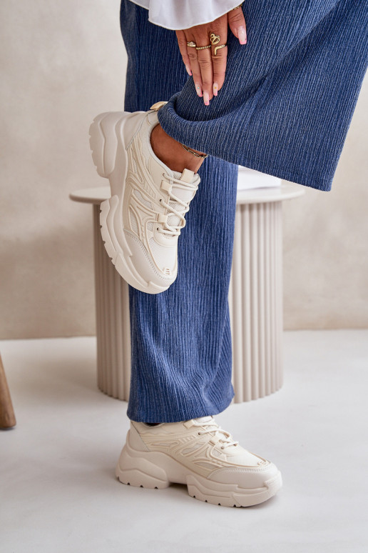 tenisky Tenisky model obuvi Dámske s trendovou masívnou podrážkou slonovina Lerista tenisky Tenisky model obuvi Dámske s trendovou masívnou podrážkou slonovina Lerista