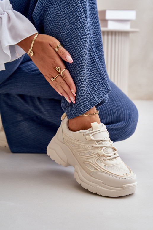 tenisky Tenisky model obuvi Dámske s trendovou masívnou podrážkou slonovina Lerista tenisky Tenisky model obuvi Dámske s trendovou masívnou podrážkou slonovina Lerista