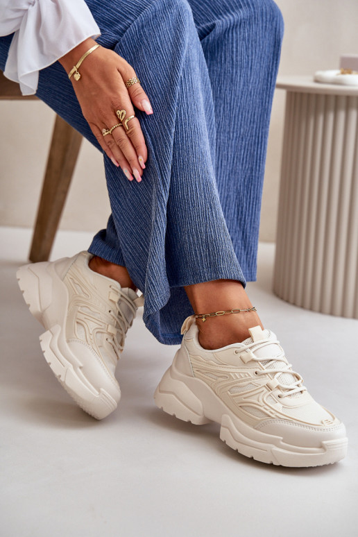 tenisky Tenisky model obuvi Dámske s trendovou masívnou podrážkou slonovina Lerista tenisky Tenisky model obuvi Dámske s trendovou masívnou podrážkou slonovina Lerista